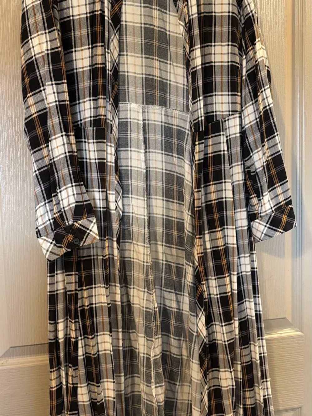torrid Black, brown and White Plaid Shirt long cardigan